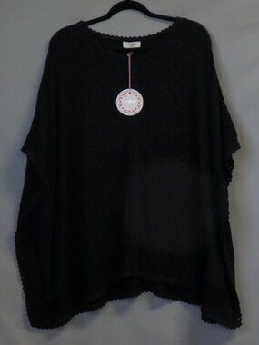 Umgee Black Knit Poncho NWT